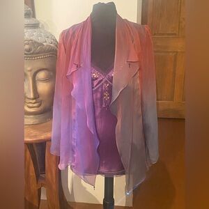 Luxe by Arden B Beaded Tank Top and Kimono Jacket